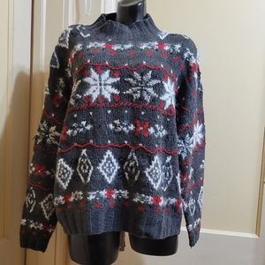 Express Vintage 90s Fair Isle Winter Mock Turtleneck Sweater